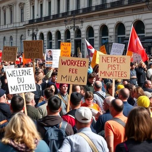 Manifestazione a Milano per i diritti dei lavoratori